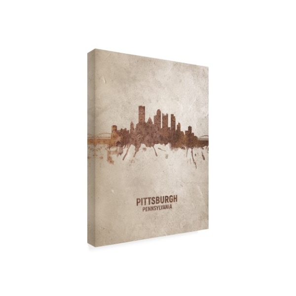 Michael Tompsett 'Pittsburgh Pennsylvania Rust Skyline' Canvas Art,24x32